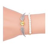 Sundear 2Pcs Retro Angel Wings Dove Peace Bracelet for Women