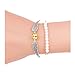 Sundear 2Pcs Golden Bead Angel Wings Dove Peace Bracelet for Women