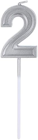 Alimao Silver Number 1 Birthday Numeral Candles Number Cake Decor for Adults/Kids Party