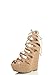 Breckelles Women Peep Toe Wrap Lace Up Gladiator High Heel Wedge Sandal