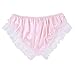 MSemis Men Sissy Crossdress Panties Lace Satin Frilly Ruffled Bloomer Thong Underwear Lingerie Pink Medium (Waist 30.0''-46.0