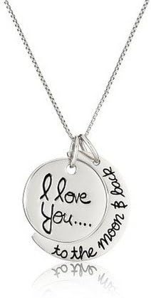 Sterling Silver "I Love You To The Moon and Back" Pendant Necklace, 18"