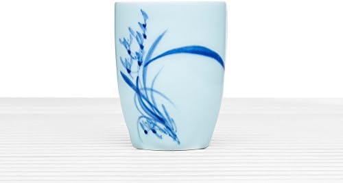 Porcelain Teacup Tall Tea Cup Ceramic Mug Without Handle Modern Chinese Teaware (white, blue, flower)