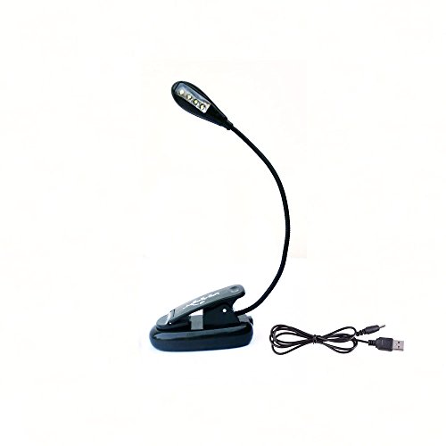 HiYi Table light LED Music Stand Light Book Reading Lamp Flexible Eye Care Dimmable Clip Light Best Suited For Bed Reading BBQ Grilling Desk Travel (One Arm 4 led chips with USB cable)