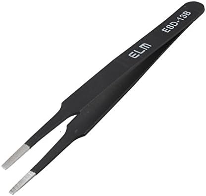 Square Anti-static Stainless Steel Tip Straight Straight120mm Black Straight anti static Straight Square Tip Tweezers
