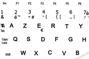 NETBOOK FRENCH AZERTY KEYBOARD STICKERS WHITE BACKGROUND FOR MINI LAPTOPS