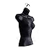 DisplayTown Female Mannequin Torso Hollow Back Body Stackable Dress Form with Hanging Hooks for Tshirt Display, Countertop, Craft Shows, Photos and Design, S-M Clothing Size (Black, Set of 1)