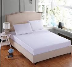 Trance Home Linen 100% Cotton 210TC Plain White Queen Fitted Bedsheet with 2 Pillow Covers