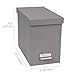Bigso John Fiberboard Label Frame Desktop File Storage Box - Document Organizer for Important Paperwork - Durable Hanging File Box with a Lid & Metal Label Window - 7.4 in x 13 in x 10.4 in - Grey