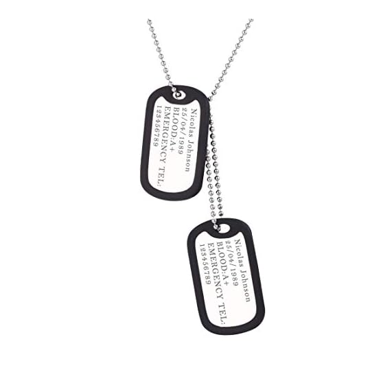U7 Collar Personalizado Placa de Militar Hombre Acero Inoxidable 316L, Dog Tag de Identificación con Cadena Fina…