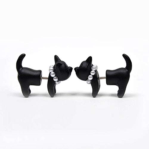 Cat Stud Earrings Sterling Silver Ear Studs Freshwater Cultured Pearl Stud Earrings for Women