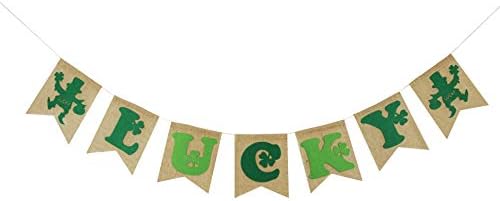Eastlink St. Patrick's Day Decorations Irish Lucky Burlap Banner Flags Lucky Banner Three-leaved Shamrock Burlap Banner Garland Garden Flags