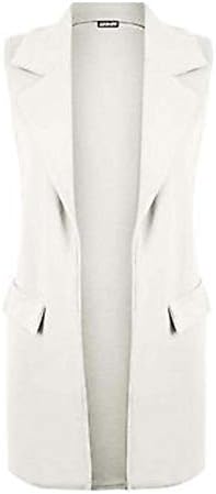 XPACCESSORIES Womens Ladies Open Sleeveless Waistcoat Long Line Boyfriend Maxi Cardigan Tops Plus Size Cardigan 8-26