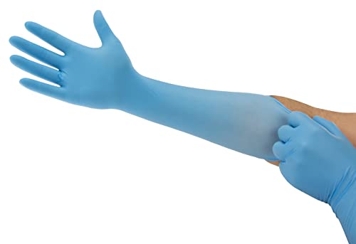 Ansell Microflex 93-243 Nitril handschoenen, extra lange pols ter bescherming van de levensmiddelenindustrie of biowetenschappen, blauw, maat 2XL (100 handschoenen)