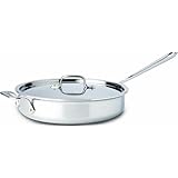 All-Clad 4406 Stainless Steel 3-Ply Bonded Dishwasher Safe Saute Pan with Lid Cookware,  6-Quart, Silver