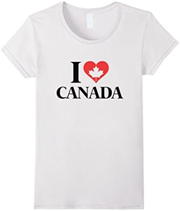Women's Canadian Tees: I Love Canada With Maple Leaf T-Shirt Small White