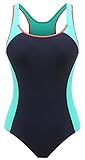 DANIFY Womens Backless Splice One Piece Swimsuit Sports Swimwear