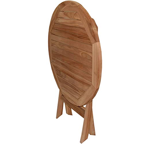 Klapptisch Salerno Teak Massivholz rund Durchmesser 80 cm – Bild 4