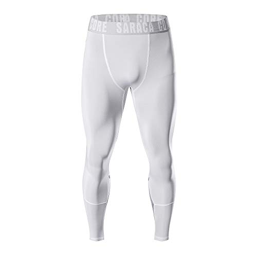 saraca core Men Boys Youth Compression Yoga Athletic Pants Running Football Tights Baselayer Workout Basketball Leggings (Whitepattern, Medium)