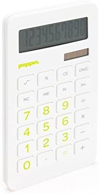 NEW Poppin Eco Calculator with Lime Green Numbers - White Eco Calculator with Lime Green Numbers - White