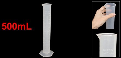 DealMux Lab Measurements Clear White Plastic Hex Base Graduated Cylinder 500mL