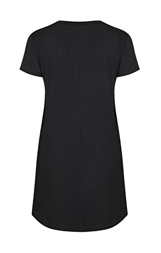 Women's Short Sleeve Casual Lace T Shirt Loose Fitted Flared Tunic Tops for Juniors (Black, S) - Thumbnail 3