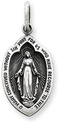 Miraculous Medal- Sterling Silver Antiqued Miraculous Medal