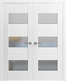 VDOMDOORS Solid French Double Doors 48 x 96 inches