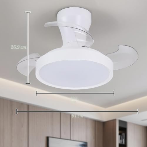 activeallbrite Ceiling fan with light, DC motor, 38W, 6 speeds, retractable blades, 3000K-6500K, summer-winter function, timer, Ø55cm.