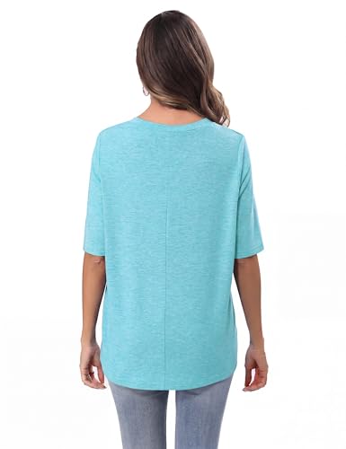Litherday Women's Summer Short Sleeve V-Neck Printed Casual Loose Top for Daily Wear