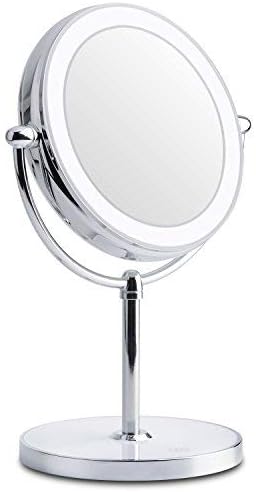 Professional Makeup Mirror with Lights,Double Sided 1X 7X Dimmable Rechargeable Vanity Mirror,360 Degree Rotation and Cordless Cosmetic