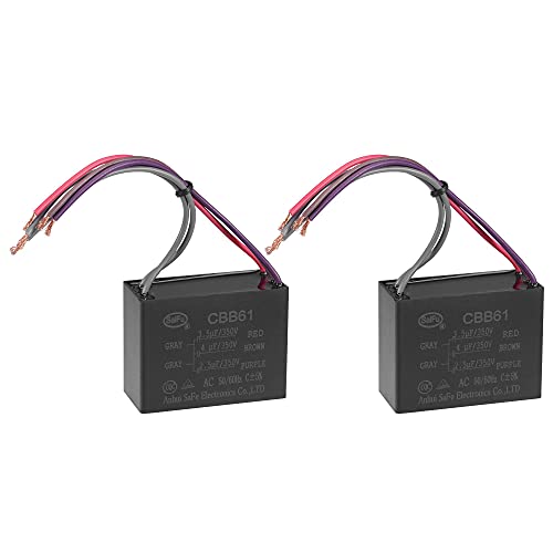 uxcell Ceiling Fan Capacitor CBB61 3.5/4/2.5uF 350V AC 5 Wires Metallized Polypropylene Film Capacitor 58x44x26mm for Electric Fan Pump Motor Generator 2Pcs: Industrial & Scientific