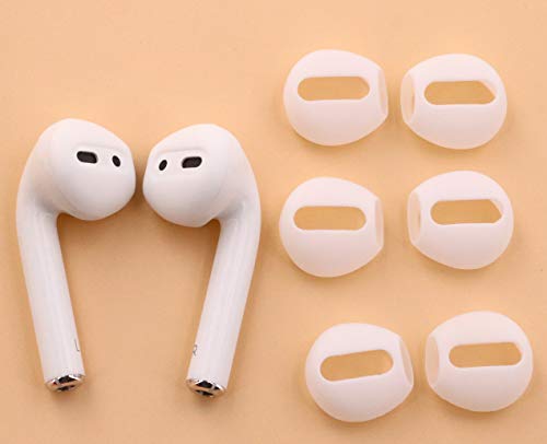 IiEXCEL (Fit in Case) 4 Pairs Replacement Super Thin Slim Rubber Silicone Earbuds Ear Tips and Covers Skin for Apple AirPods or EarPods Headphones (Fit in Charging Case) (4 White) - Thumbnail 3