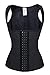Charmian Women's Latex Underbust Waist Training Cincher Steel Boned Body Shaper Corset Vest Vest-Black Large