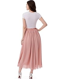 Falda larga de gasa para dama, estilo retro, plisada