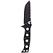 Benchmade - Fixed Adamas 375 Knife, Drop Point Blade with Spine Serrations, Plain Edge, Coated Finish, Black Handle, Sand Sheath, Made in the USA