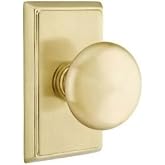 Emtek Providence Door Set with Round Knobs - Privacy Locking Door Handle Set (Satin Brass)