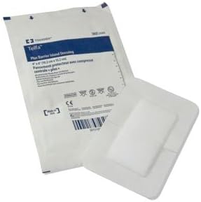 Kendall Healthcare Telfa Plus Barrier Island Composite Border Dressing 4" L x 6" W Size Sterile, Soft Nonwoven Backing, Super Absorbent, Non Adherent (Box of 25 Each)