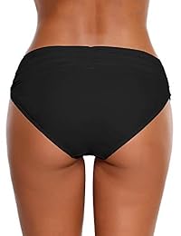 Grapent Pantalón corto de bikini moderado con cintura rizada, parte inferior de bikini