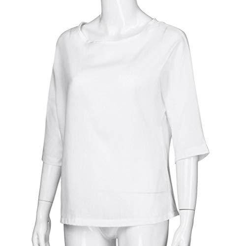 Orangeskycn Women Pullover O-Neck Plus Size Solid 3/4 Sleeve Shirt Tops