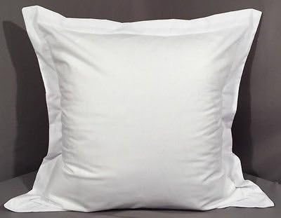 Precious Hotel Collection 450 Thread Count All USA Size 2PCs Pillow Sham White Solid Soft Single-Ply Egyptian Cotton (Euro/Square(26 x 26 Inch + 2'' Flange))