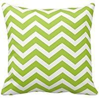 Lime Green Chevron Toss Throw Pillow Cover Polyester Square Decorative Cushion Case 18 x 18 Inch