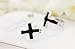 Unisex Man 925 Sterling Silver Plain Black Mens Cross Stud Earrings Hoop Huggie Gift Plain