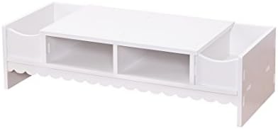 Computer Monitor Elevated Stand Storage Desk Organizer White