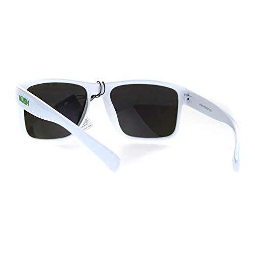 Mens White Kush Color Mirror Rectangular Sport Gangster Sunglasses Teal Green