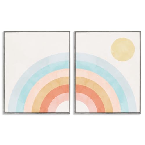 Stupell Industries 'Bold Summer Sun Rainbow Soft Pastel Tones', 2pc Framed Gicl…