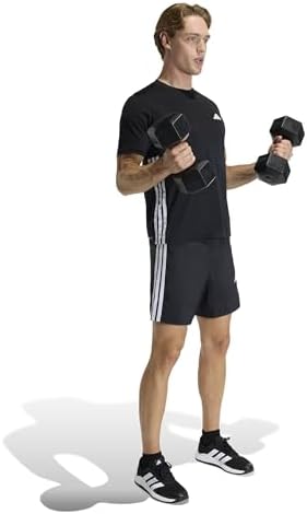 Uomo Workout Essentials Base 3 Stripes Woven Short 7 Inches Shorts, Black/White, M