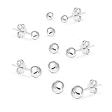 5 Pair Silverline Jewelry- Set of Sterling Silver Round Ball Stud Earrings, Includes 2mm 3mm 4mm 5mm 6mm Plus A Free Gift Box