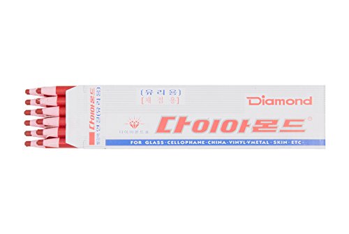 Diamond Peel-Off China Markers/Grease Pencils for Glass, Cellophane, Vinyl, Metal, Etc. (12 Pencils) (Red)
