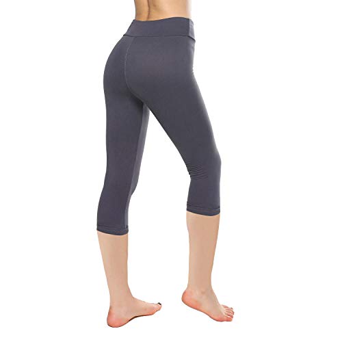 KT Buttery Soft Leggings Capri for Women - High Waisted Leggings Pants with Inner Pocket (Plus Size, Capri Gray 2 Pack) - Thumbnail 2